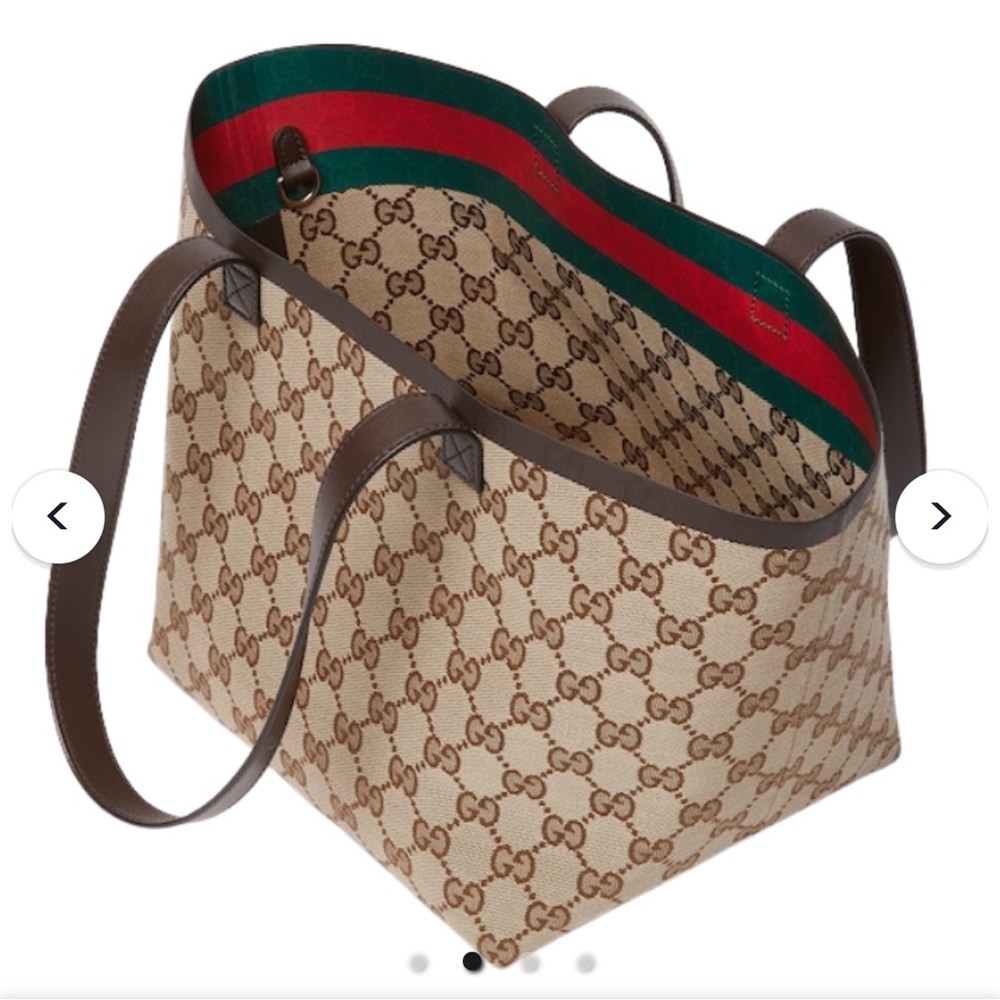 Gucci Cream and Brown Tote Bag with Iconic Design